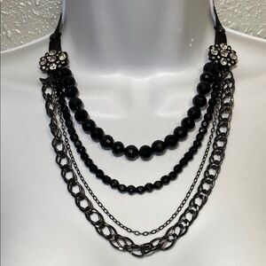 Lucky Brand Black Layered Necklace with Beads